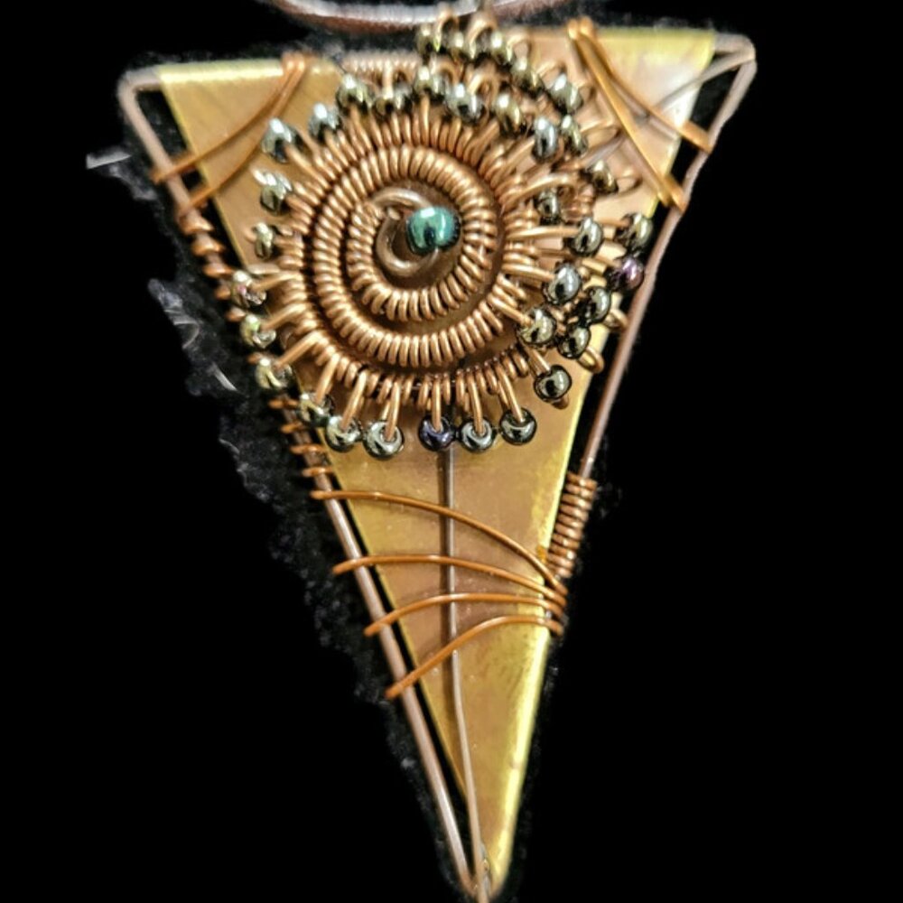 Triangle Pendant Necklace with Spiral Design Handmade By Artisan